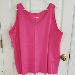 Just My Size Hot Pink V-Neck Tank Top